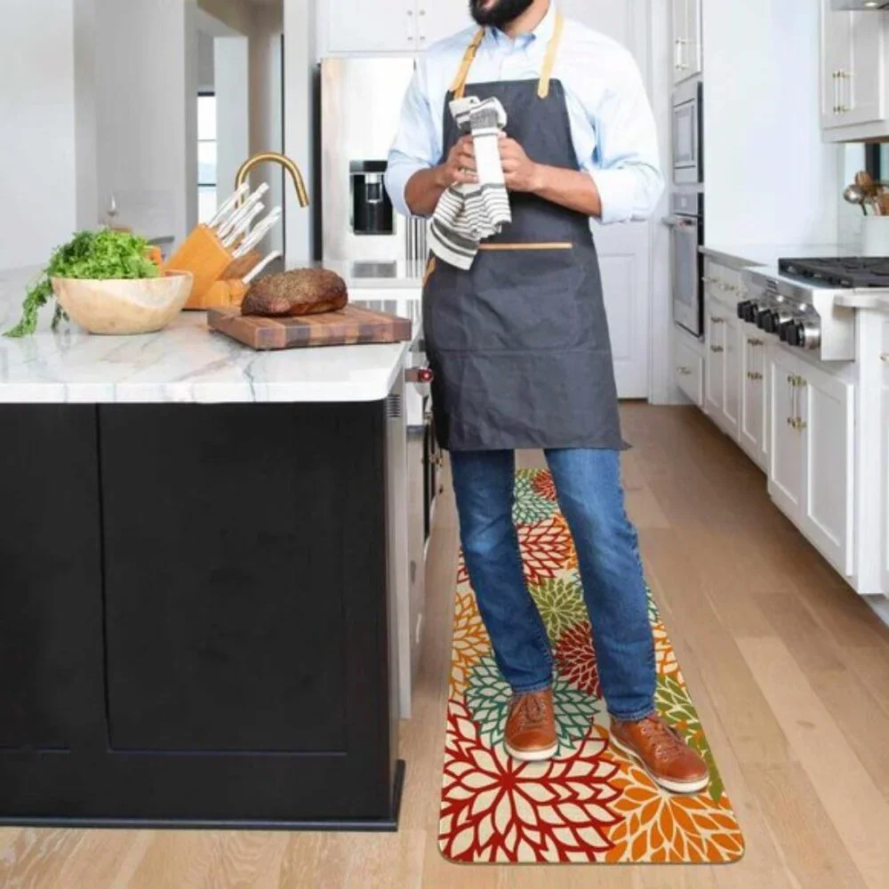 New Set of 2 Tropics Botanical Floral Kitchen Runner Rugs with Rubber Backing